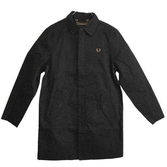 Fred Perry Black Twill Zip-Through Mac Coat New With Tag Size Medium - Picture 4 of 16